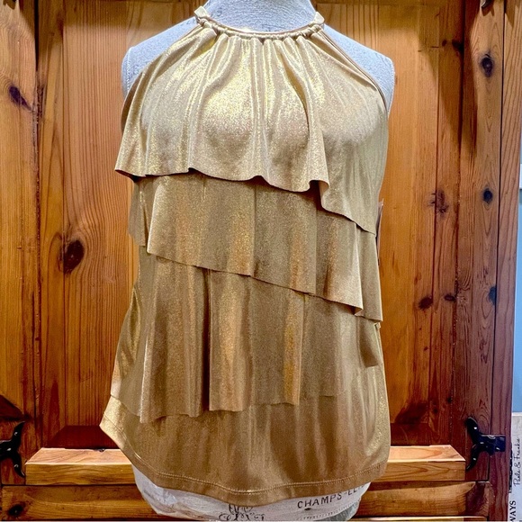 INC International Concepts Tan Sleeveless Ruffled Blouse - Picture 1 of 8